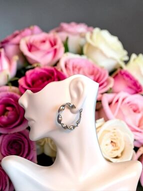 Silver-toned Twist Hoop Earrings